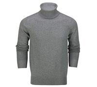 Xposed Mens Roll Neck Jumper Soft Cotton Fine Knitted High Turtle Polo Pullover Top[JUMPER-G1808,M,Light Grey]