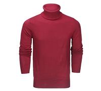 Xposed Mens Roll Neck Jumper Soft Cotton Fine Knitted High Turtle Polo Pullover Top[JUMPER-G1808,M,Maroon]