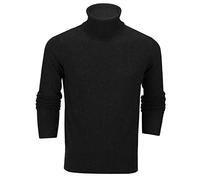 Xposed Mens Roll Neck Jumper Soft Cotton Fine Knitted High Turtle Polo Pullover Top[JUMPER-G1808,S,Black]