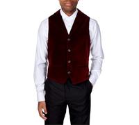 Xposed Mens SAM Burgundy Soft Velvet Waistcoat Wedding Party Retro Tailored Fit Suit Vest [AMZCH-CWC-101-8-BURGENDY-48]