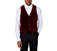 Xposed Mens SAM Burgundy Soft Velvet Waistcoat Wedding Party Retro Tailored Fit Suit Vest [AMZCH-PWC-101-8-BURGENDY-54]