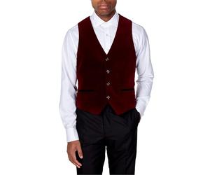 Xposed Mens SAM Burgundy Soft Velvet Waistcoat Wedding Party Retro Tailored Fit Suit Vest [AMZCH-PWC-101-8-BURGENDY-48]