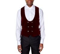 Xposed Mens SAM Burgundy Soft Velvet Waistcoat Wedding Party Retro Tailored Fit Suit Vest [AMZCH-UWC-SAM-BURGENDY-42]