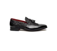Xposed Mens Shiny Leather Lined Glitter Sequin Tassel Loafer Dress Wedding Party Shoes [Antonio-Black-Shiny, UK 11/US 12 EU 45]