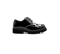 XPOSED Men's Shiny Patent Black & White Mod-Style Chunky Derby Shoes[T7048-32-BLACK-WHITE-42 EU, 8 UK]