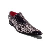 Xposed Mens Shiny Patent Faux Leather Leopard Print Metal Toe Loafer Funky Party Shoes