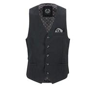 Xposed Mens Smart Casual Grey Black Double Breasted Collar Waistcoat Formal Business Tailored Fit Vest [PWC-MAX-BLACK-44]