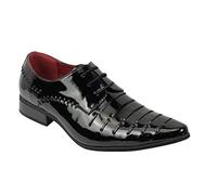 Xposed Mens Smart Formal Shiny Patent Leather Oxford Lace up Wedding Work Shoes UK Size[A1970H,Black,UK 10 EU 44]