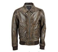 Xposed Mens Soft Real Leather Collar Bomber Jacket Vintage Biker Style Black, Tan Brown [With-Collar-Brown,6XL]