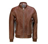 Xposed Mens Soft Real Leather Collar Bomber Jacket Vintage Biker Style Black, Tan Brown [With-Collar-Conic,5XL]
