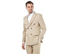 Xposed Mens Stone Double Breasted Suit Jacket Cream Honeycomb [BLZ-DB-ZAK-STONE-48UK/58EU]