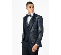 XPOSED Men's Stylish Alino Printed Tuxedo Dinner Jacket Special Occasions in Navy | Size: 42 XPOSED Navy 42