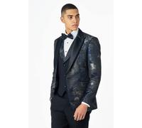 XPOSED Men's Stylish Alino Printed Tuxedo Dinner Jacket Special Occasions in Navy | Size: 48 XPOSED Navy 48