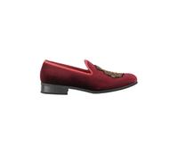 XPOSED Men's Stylish Faux Leather Embroidered Velvet Loafers in Maroon | Size: 11 XPOSED Maroon 11