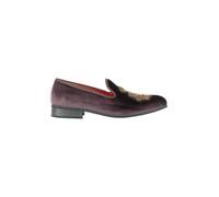 XPOSED Men's Stylish Faux Leather Embroidered Velvet Loafers in Mauve | Size: 8 XPOSED Mauve 8
