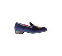XPOSED Men's Stylish Faux Leather Embroidered Velvet Loafers in Navy | Size: 9 XPOSED Navy 9