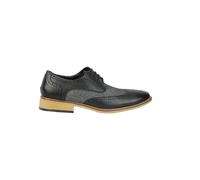 XPOSED Men's Stylish Faux Leather Tweed Herringbone Brogue Lace-Up Shoes in Black | Size: 8 XPOSED Black 8