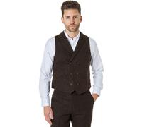 XPOSED Men's Stylish JIM Tweed Double Breasted Waistcoat - Perfect Any Occasion in Brown | Size: 46 XPOSED Brown 46