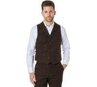 XPOSED Men's Stylish JIM Tweed Double Breasted Waistcoat - Perfect Any Occasion in Brown | Size: 46R XPOSED Brown 46R