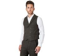 XPOSED Men's Stylish Jude Double Breasted Waistcoat in Green | Size: 42 XPOSED Green 42