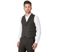 XPOSED Men's Stylish Jude Double Breasted Waistcoat in Green | Size: 42R XPOSED Green 42R