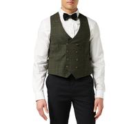 XPOSED Men's Stylish Jude Tweed Check Double Breasted Waistcoat Modern Elegance in Green | Size: 38 XPOSED Green 38