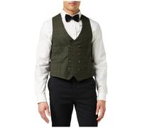 XPOSED Men's Stylish Jude Tweed Check Double Breasted Waistcoat Modern Elegance in Green | Size: 46 XPOSED Green 46