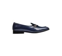 XPOSED Men's Stylish Leather & Velvet Loafers With Elegant Monk Strap in Navy | Size: 10.5 XPOSED Navy 10.5