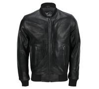 XPOSED Men's Stylish No Collar Biker Bomber Jacket in Black | Size: Medium XPOSED Black M