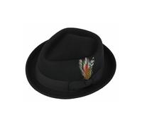 XPOSED Men's Stylish Pork Pie Hat - 100% Wool Felt With Diamond Crown Design in Black | Size: Large XPOSED Black L