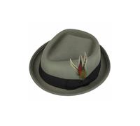 XPOSED Men's Stylish Pork Pie Hat - 100% Wool Felt With Diamond Crown Design in Grey | Size: XL XPOSED Grey XL