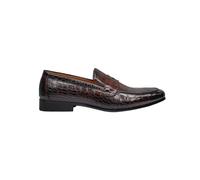 XPOSED Men's Stylish Printed Penny Loafers in Maroon | Size: 8 XPOSED Maroon 8