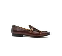 XPOSED Men's Stylish Real Leather Double Monk Strap Loafers in Brown | Size: 9 XPOSED Brown 9