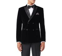 XPOSED Men's Stylish SMITH Velvet Double Breasted Tuxedo Blazer in Black | Size: 50 XPOSED Black 50