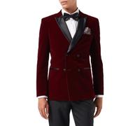 XPOSED Men's Stylish SMITH Velvet Double Breasted Tuxedo Blazer in Maroon | Size: 42 XPOSED Maroon 42