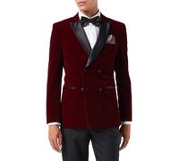 XPOSED Men's Stylish SMITH Velvet Double Breasted Tuxedo Blazer in Maroon | Size: 48 XPOSED Maroon 48