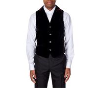 Xposed Mens Tim Black Soft Velvet Waistcoat Wedding Party Retro Tailored Fit Suit Vest