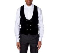 Xposed Mens Tim Black Soft Velvet Waistcoat Wedding Party Retro Tailored Fit Suit Vest