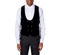 XPOSED Men's Tim Luxurious Emerald Velvet Low U Cut Waistcoat Elegant Occasions in Black | Size: 46 XPOSED Black 46