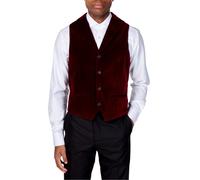 XPOSED Men's Timeless Velvet Collar Waistcoat Elegant Occasions in Maroon | Size: 50 XPOSED Maroon 50