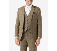 XPOSED Men's Tweed Check Herringbone Jacket a Classic Look in Tan | Size: 52 XPOSED Tan 52