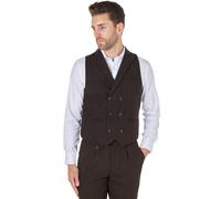 XPOSED Men's Tyler Herringbone Tweed Double Breasted Waistcoat Stylish Occasions in Brown | Size: 44R XPOSED Brown 44R