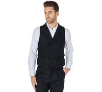 XPOSED Men's Tyler Herringbone Tweed Double Breasted Waistcoat Stylish Occasions in Dark Grey | Size: 42 XPOSED Dark Grey 42