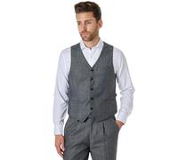 XPOSED Men's Tyler Herringbone Waistcoat Vintage Elegance in Grey | Size: 46 XPOSED Grey 46