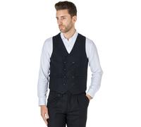 XPOSED Men's Tyler Tweed Double Breasted Waistcoat in Dark Grey | Size: 44 XPOSED Dark Grey 44