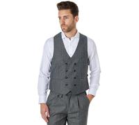 XPOSED Men's Tyler Tweed Double Breasted Waistcoat in Light Grey | Size: 38R XPOSED Light Grey 38R