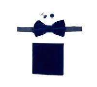 Xposed Mens Velvet Bow Tie Wedding Party Gift Box 3 Pieces Set Classic Bowtie Cufflink Pocket Square [BOWSET-VELVET-NAVY]