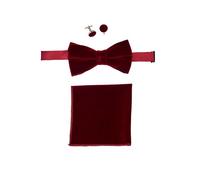Xposed Mens Velvet Bow Tie Wedding Party Gift Box 3 Pieces Set Classic Bowtie Cufflink Pocket Square [BOWSET-VELVET-MAROON]