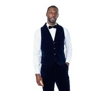 XPOSED Men's Velvet Waistcoat with Notch Lapel Formal Occasions in Navy | Size: 42 XPOSED Navy 42