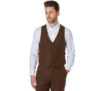 XPOSED Men's Vitori Tweed Check Waistcoat Elegant Occasions in Brown | Size: 40R XPOSED Brown 40R